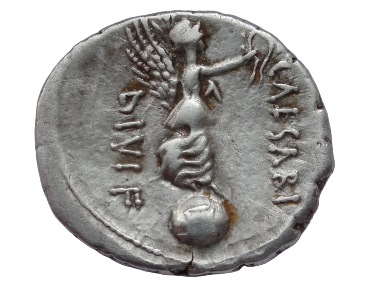 NGC 4/5- 2/5 VF Octavian AR Denarius. Cyrene, autumn 31 BC. L. Pinarius Scarpus, moneyer.
