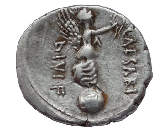 NGC 4/5- 2/5 VF Octavian AR Denarius. Cyrene, autumn 31 BC. L. Pinarius Scarpus, moneyer.