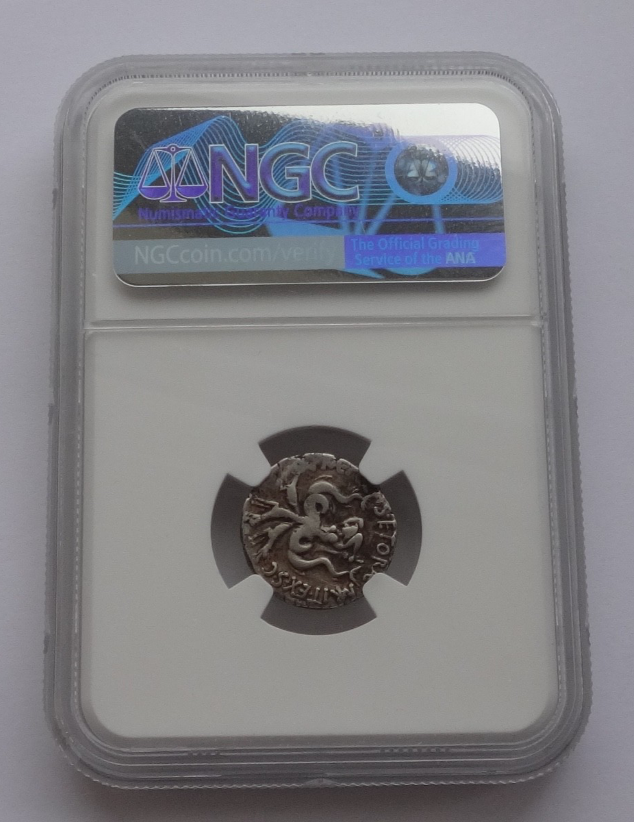 NGC "Ch F" Strike 4/5 Surface 3/5 Sextus Pompey, 43-35 BC. Denarius