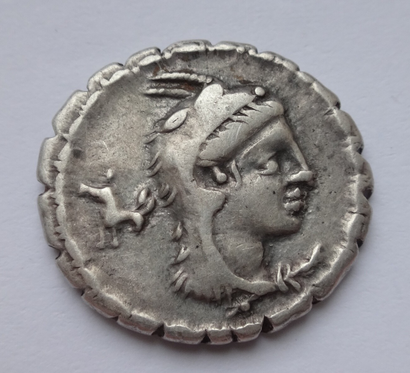 Roman Republic. L. Papius. 79 BC. AR Serrate Denarius. Rome mint.