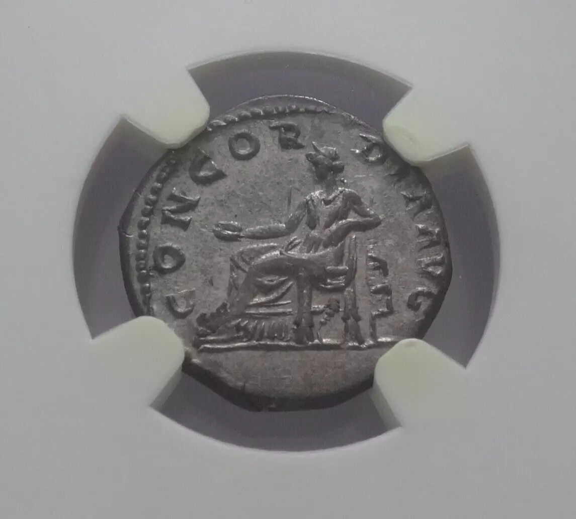 NGC AU 5/5 - 3/5 Sabina, AD 128 (?)-136/7 AR Denarius rv Concordia std.