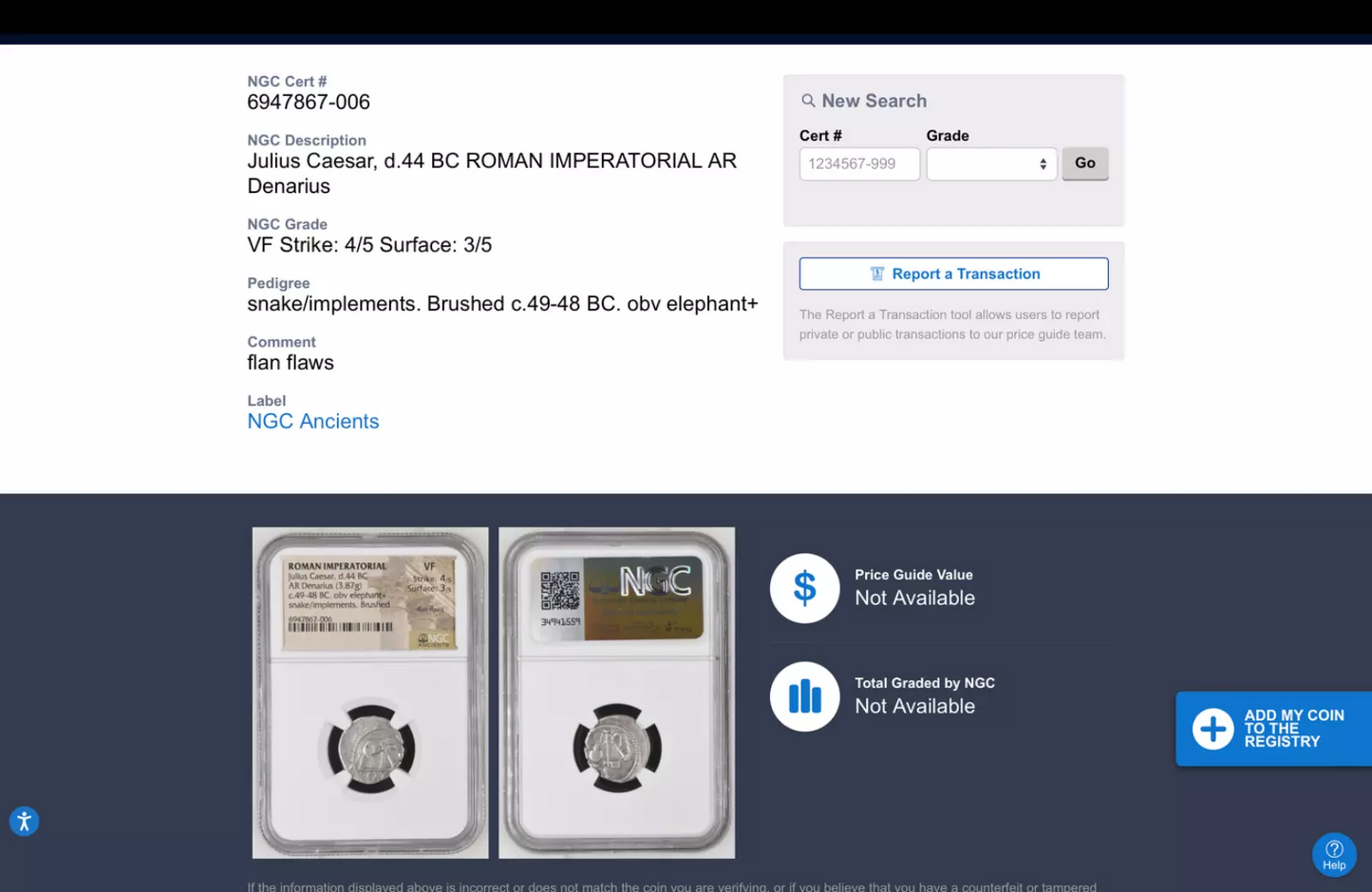 NGC VF 4/5- 3/5 Julius Caesar, (49-44 BC). AR Denarius