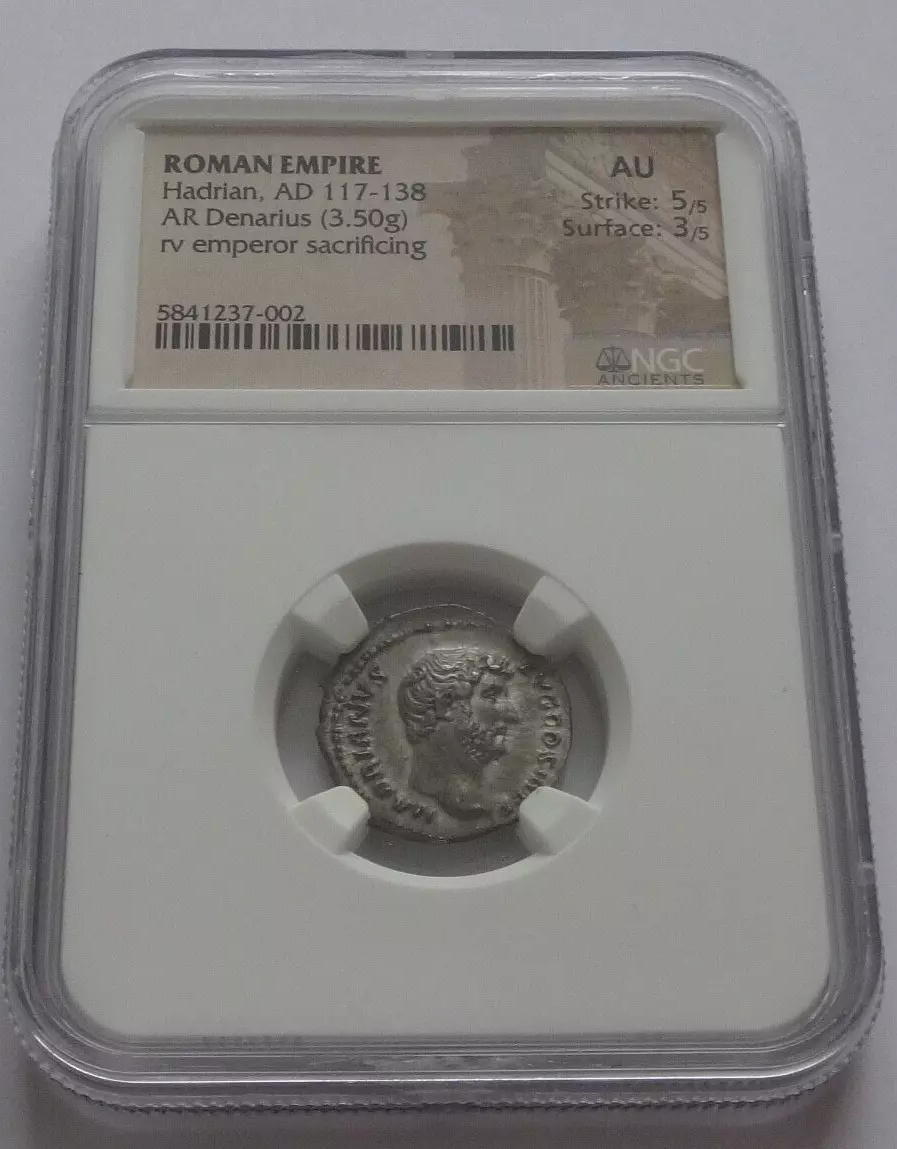 NGC AU 5/5 - 3/5 Hadrian, AD 117-138 AR Denarius