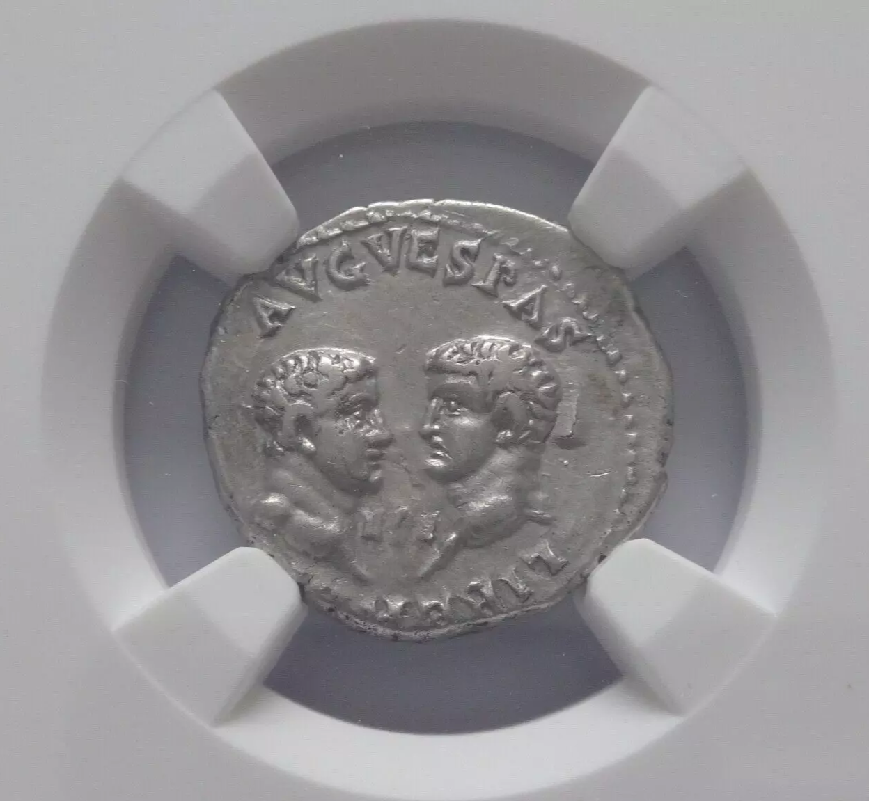 NGC "Ch XF" 4/5 - 3/5 DENARIUS VESPASIAN (69-79)AD Denarius Ephesus. Very Rare!