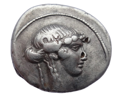 NGC Ch F 5/5-2/5 L.M.Torquatus c.65/58 BC ROMAN REPUBLIC AR Denarius Very Rare!