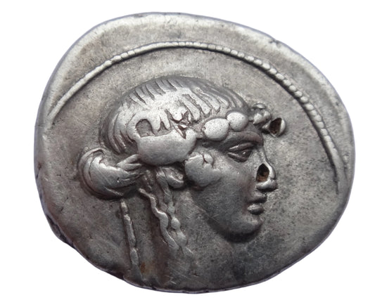 NGC Ch F 5/5-2/5 L.M.Torquatus c.65/58 BC ROMAN REPUBLIC AR Denarius Very Rare!