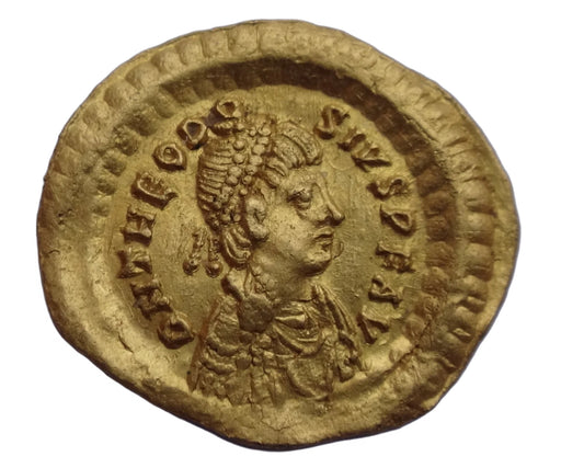 High quality NGC AU 4/5- 3/5 Theodosius II, AD 402-450 AV Tremissis.