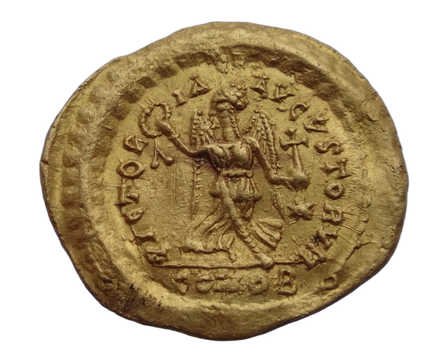 High quality NGC AU 4/5- 3/5 Theodosius II, AD 402-450 AV Tremissis.