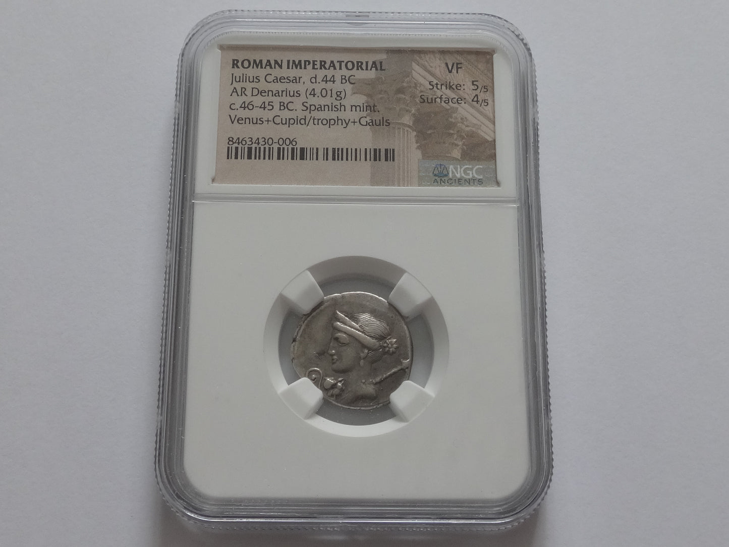NGC VF 5/5- 4/5 Julius Caesar, d.44 BC Roman Imperatorial AR Denarius