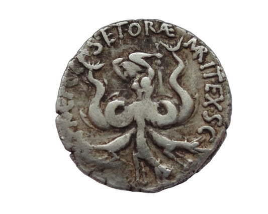 NGC "Ch F" Strike 4/5 Surface 3/5 Sextus Pompey, 43-35 BC. Denarius