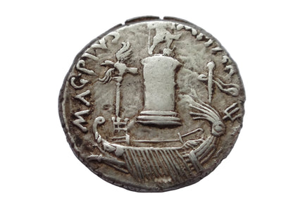 Sextus Pompey AR Denarius, Sicily, 37–36 BC — NGC Ch F