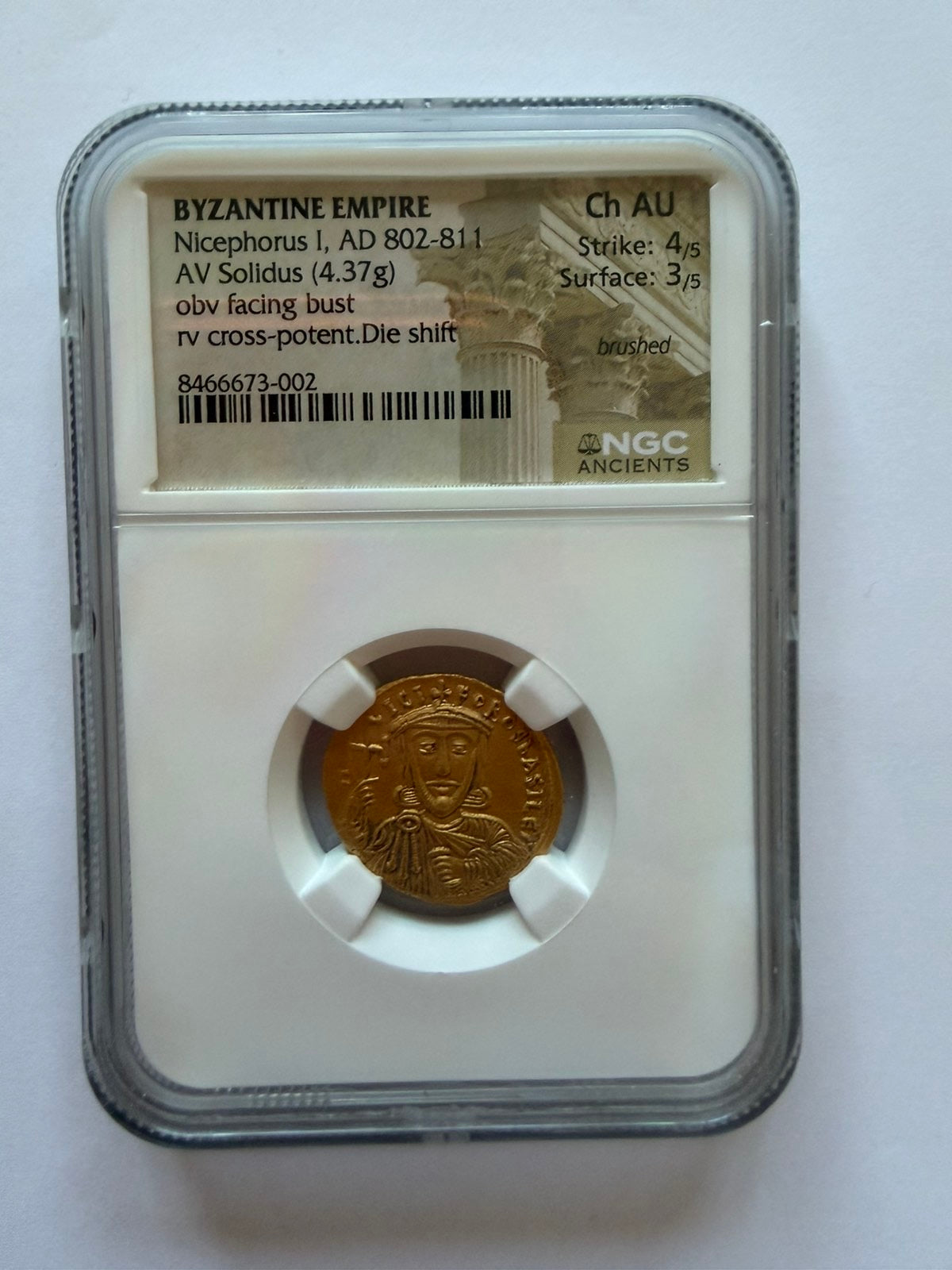 NGC"Ch AU" 4/5- 3/5 Nicephorus I, AD 802-811 Byzantine Empire Gold AV Solidus