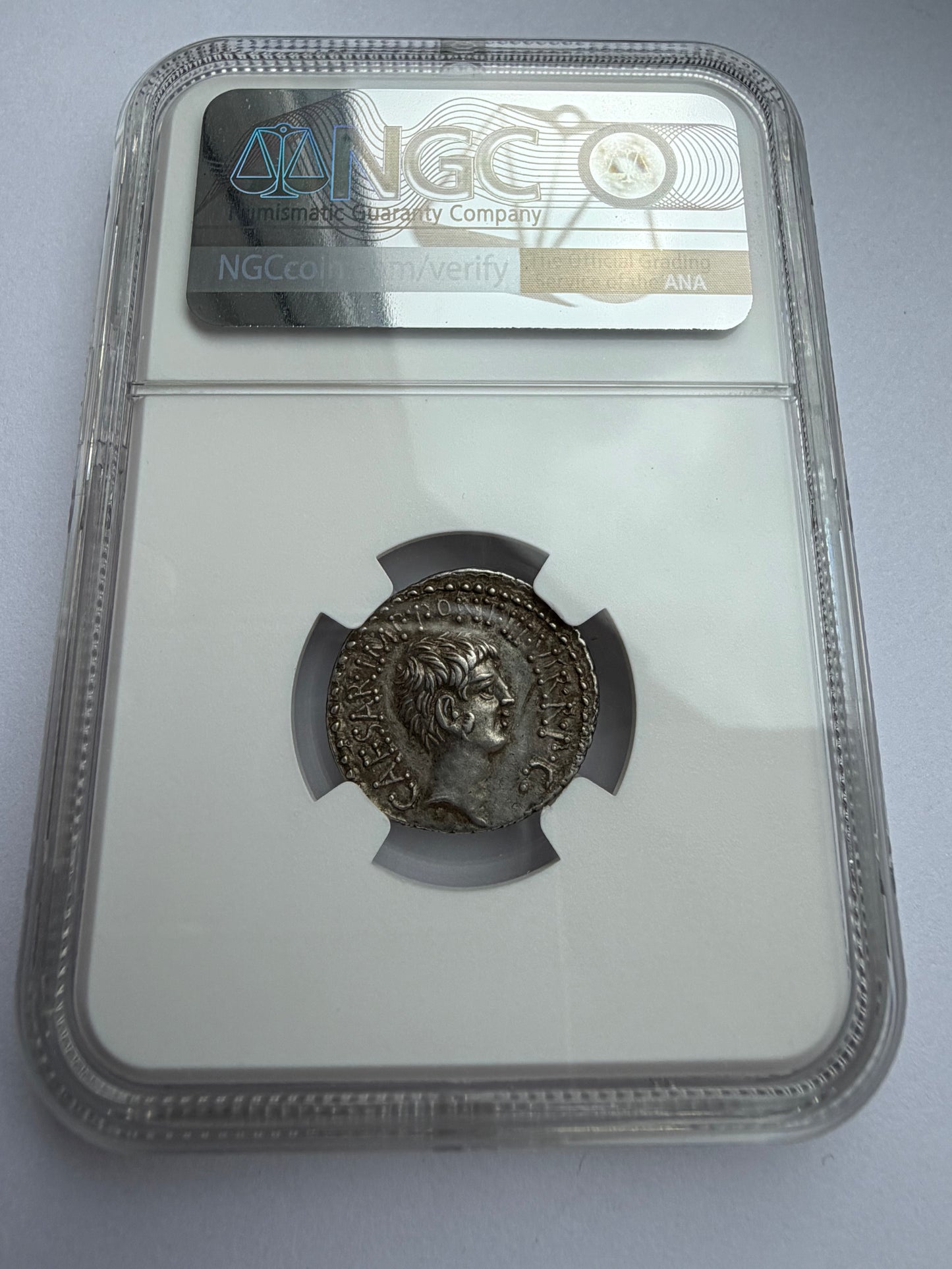 NGC Ch XF Strike: 4/5 Surface: 2/5 Mark Antony and Octavian with M.Barbatius Pollio  41 BC