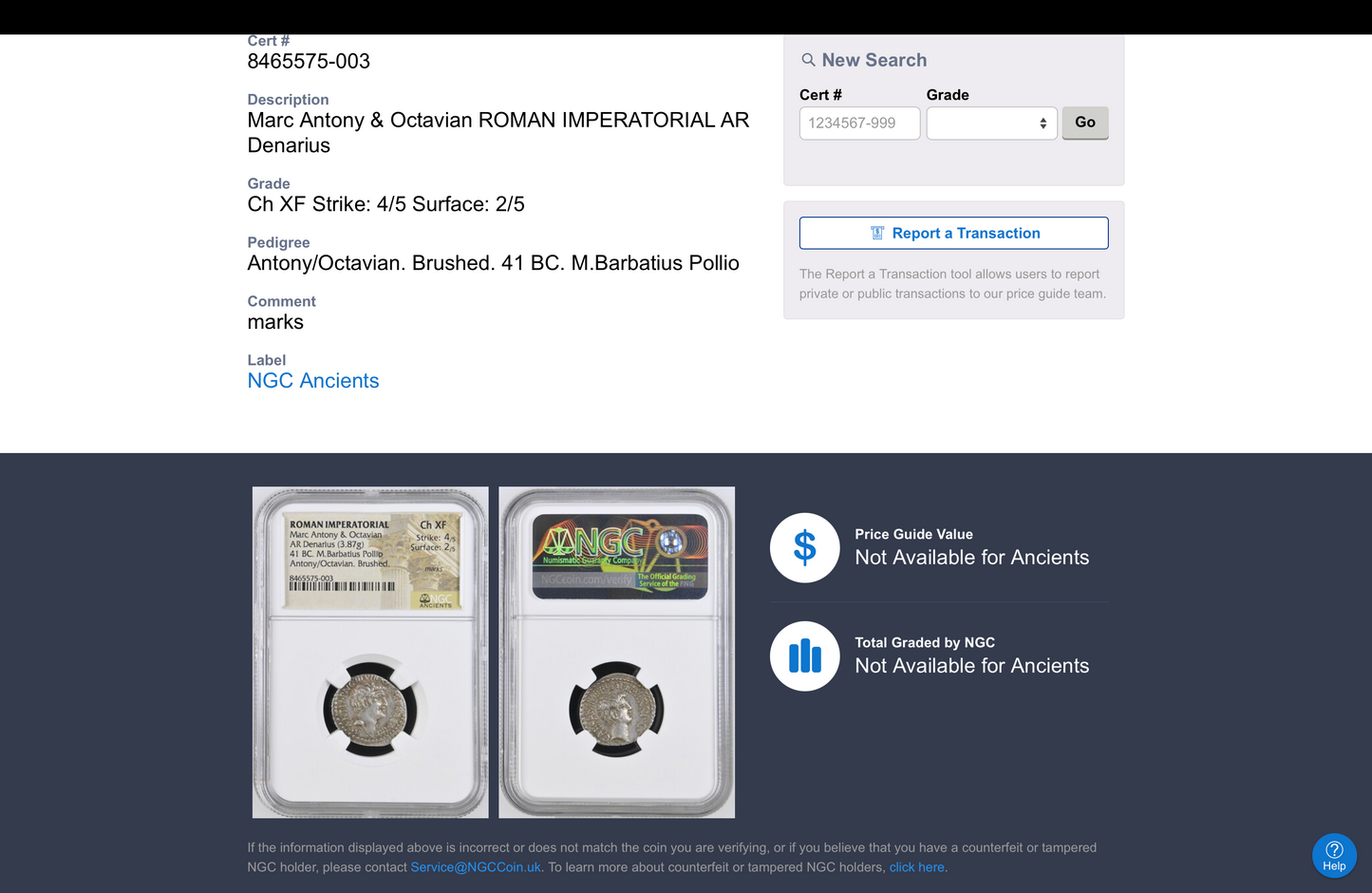 NGC Ch XF Strike: 4/5 Surface: 2/5 Mark Antony and Octavian with M.Barbatius Pollio  41 BC