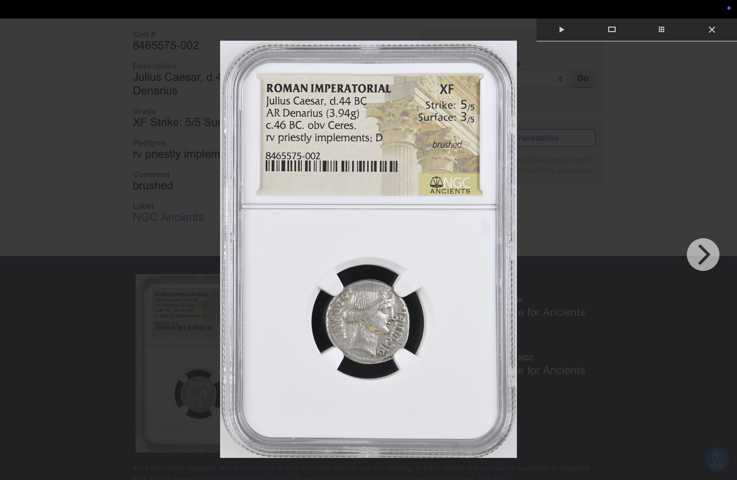 NGC "XF" 5/5- 3/5  Julius Caesar, d.44 BC AR Denarius