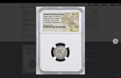 NGC "XF" 5/5- 3/5  Julius Caesar, d.44 BC AR Denarius