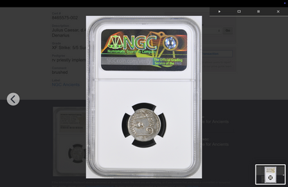 NGC "XF" 5/5- 3/5  Julius Caesar, d.44 BC AR Denarius