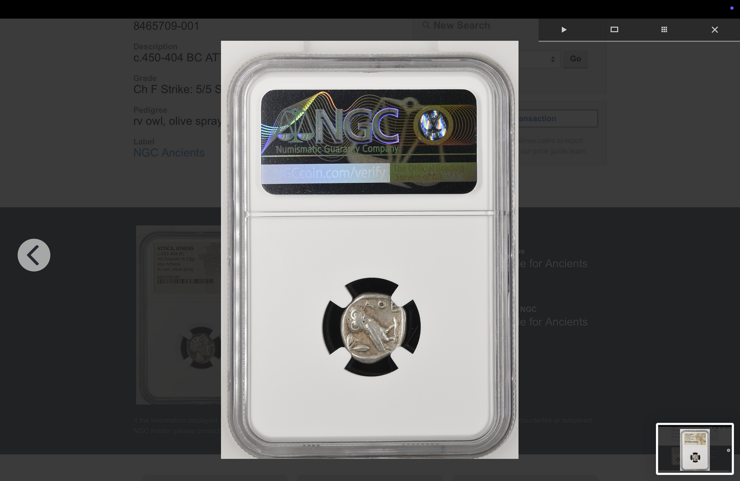 NGC "Ch  F" 5/5-4/5 ATTICA, Athens. Circa 454-404 BC. AR Drachm OWL