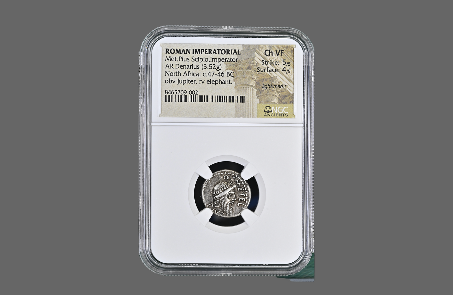 Q. Caecilius Metellus Pius Scipio. 47- Spring 46 BC. AR Denarius