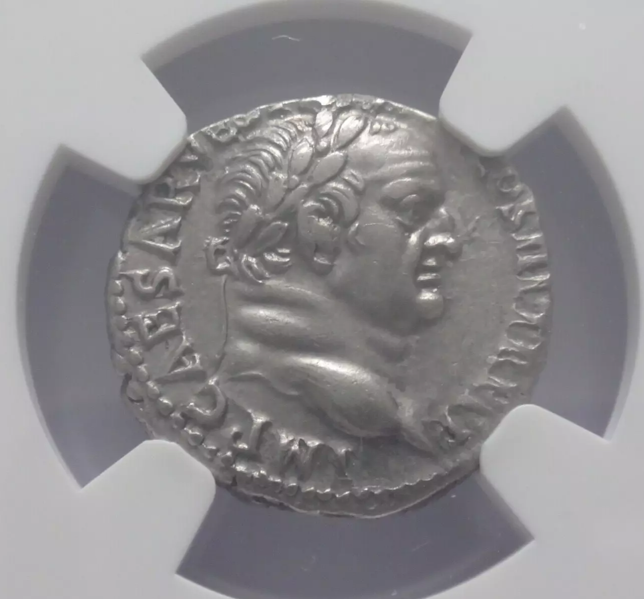NGC "Ch XF" 4/5 - 3/5 DENARIUS VESPASIAN (69-79)AD Denarius Ephesus. Very Rare!