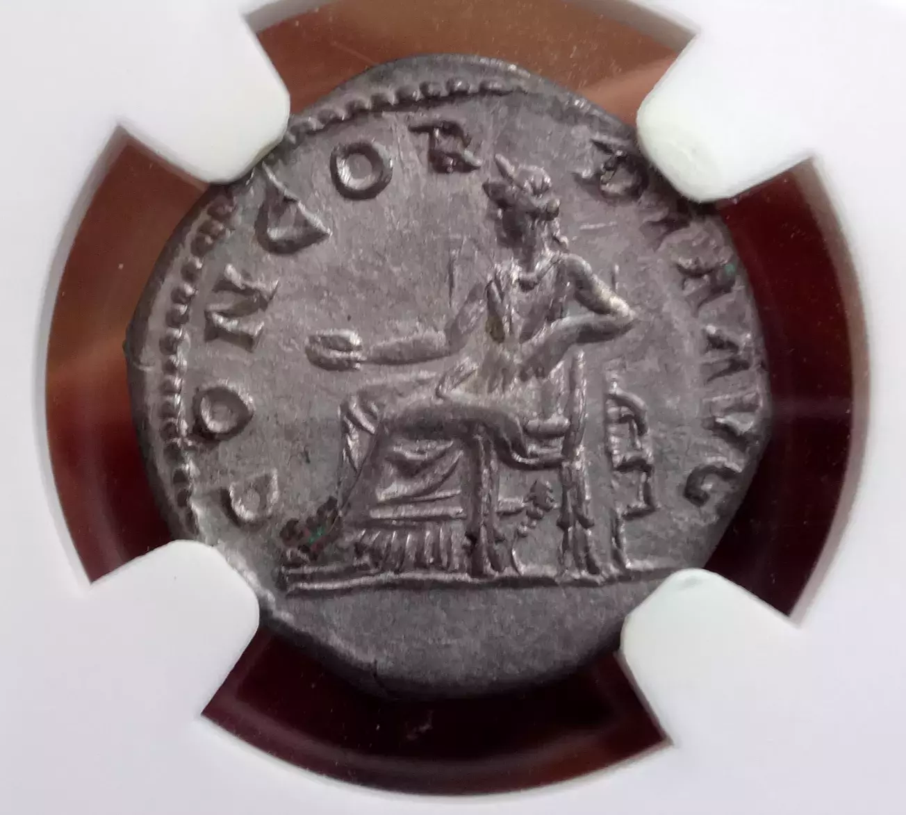 NGC AU 5/5 - 3/5 Sabina, AD 128 (?)-136/7 AR Denarius rv Concordia std.