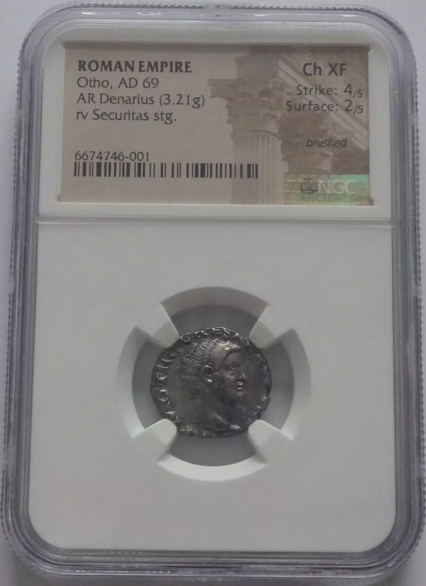 NGC "Ch XF" Strike: 4/5 Surface: 2/5 Otho, AD 69 ROMAN EMPIRE AR Denarius