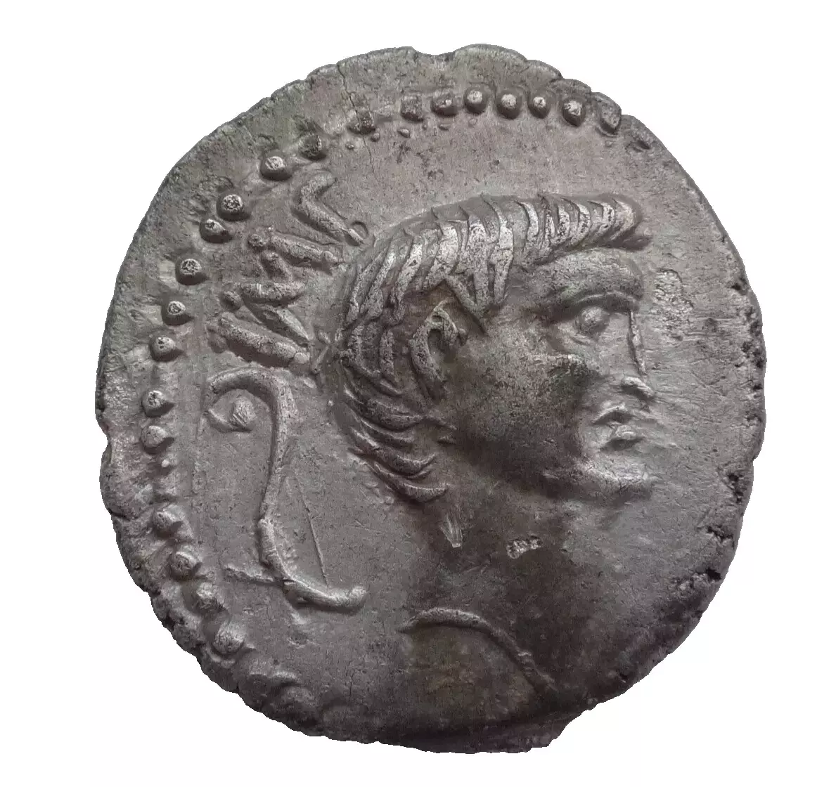 Roman Imperatorial. Amazing Denarius of Mark Antony, 44-30 BC