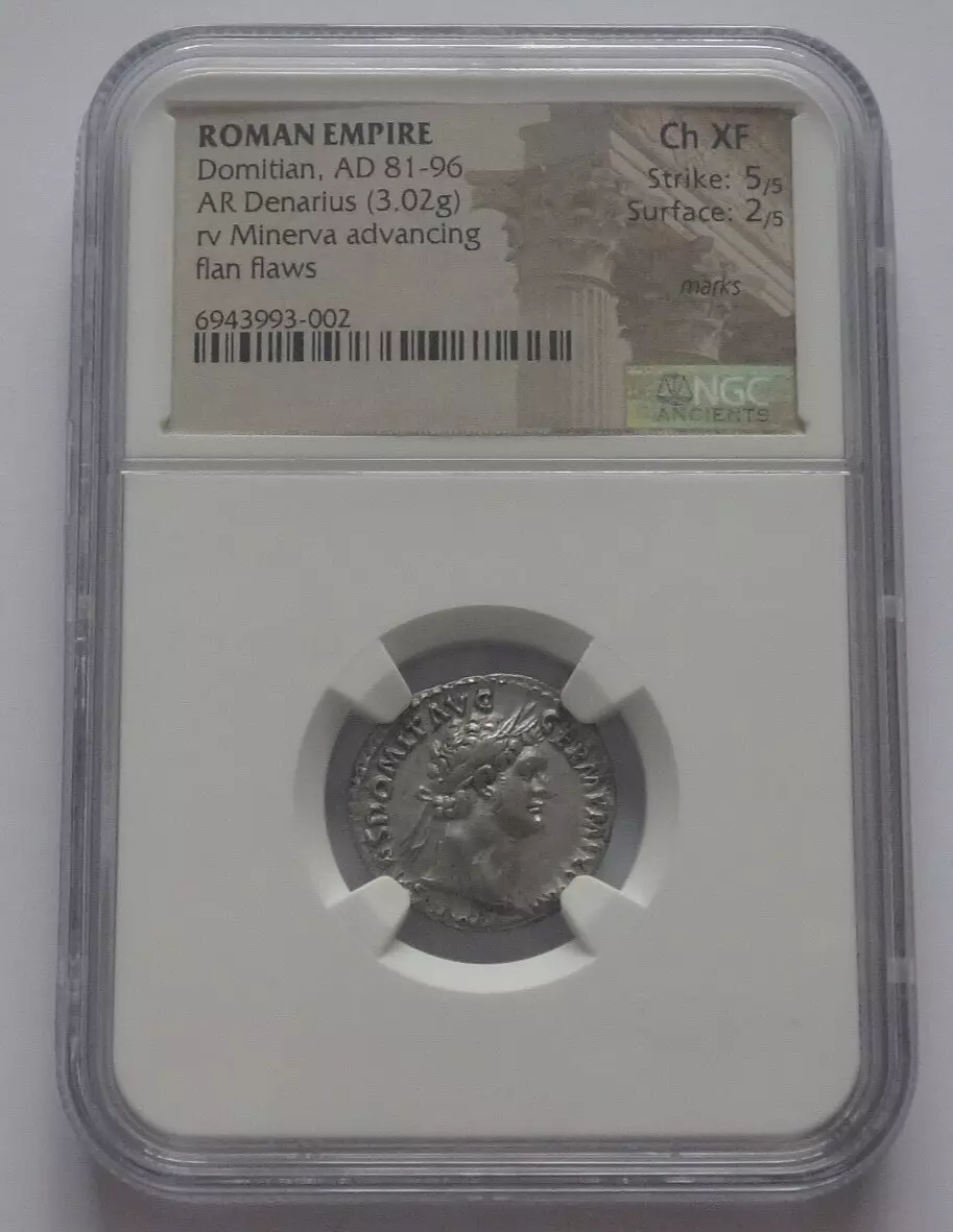 NGC "Ch XF" Strike: 5/5 Surface: 2/5 Domitian, AD 81-96 ROMAN EMPIRE AR Denarius