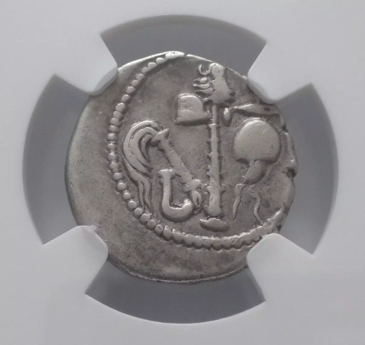 NGC VF 4/5- 3/5 Julius Caesar, (49-44 BC). AR Denarius