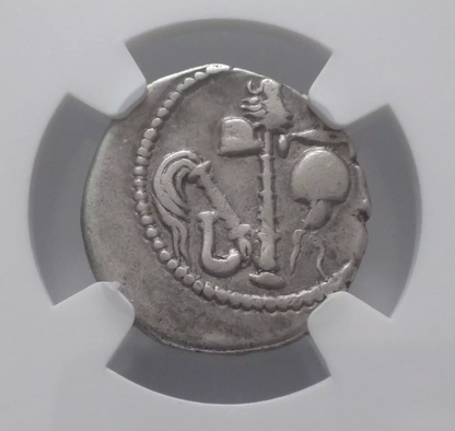 NGC VF 4/5- 3/5 Julius Caesar, (49-44 BC). AR Denarius