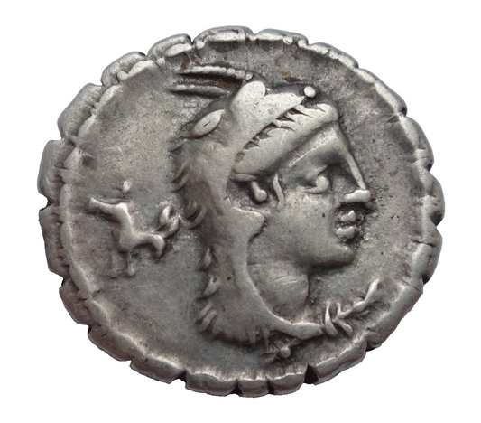 Roman Republic. L. Papius. 79 BC. AR Serrate Denarius. Rome mint.