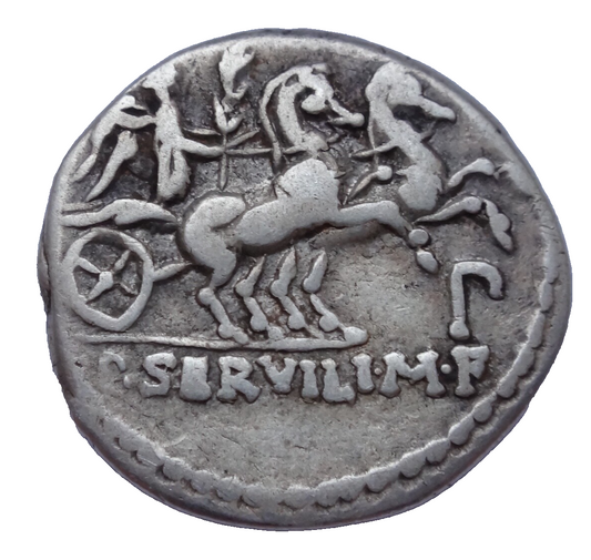 P. Servilius M.f. Rullus. 100 BC. AR Denarius.