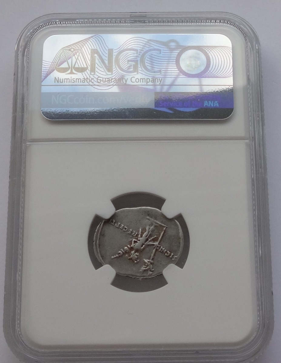 NGC "VF" 5/5-3/5 Roman Empire. Extremely Rare Augustus (27 BC-14 AD). AR Denarius. Rome