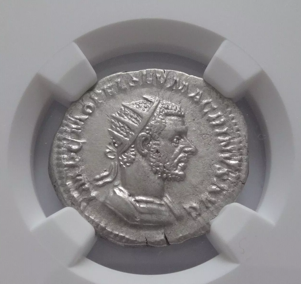 NGC AU 4/5 - 3/5 Macrinus, (217-218).Double-Denarius Antoninianus Rome.Rare!