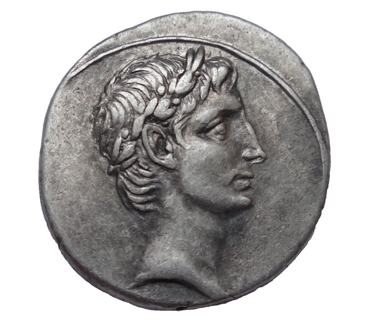 NGC XF 4/5- 3/5 Octavian (Augustus) 30-29 BC, AR Denarius. Octavian on column.