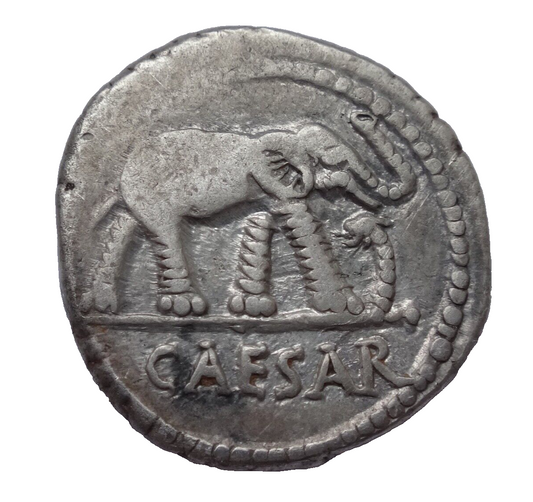 NGC VF 3/5- 2/5 Julius Caesar, d.44 BC ROMAN IMPERATORIAL AR Denarius