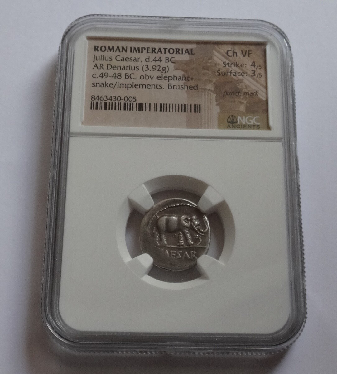 NGC Ch VF 4/5- 3/5 Julius Caesar, d.44 BC Roman Imperatorial  AR Denarius