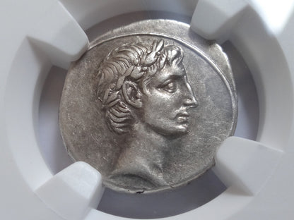 NGC XF 4/5- 3/5 Octavian (Augustus) 30-29 BC, AR Denarius. Octavian on column.