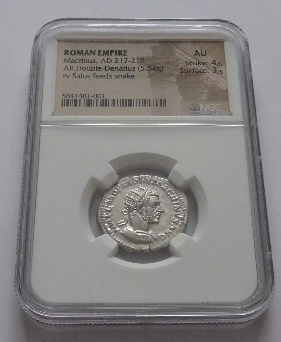 NGC AU 4/5 - 3/5 Macrinus, (217-218).Double-Denarius Antoninianus Rome.Rare!