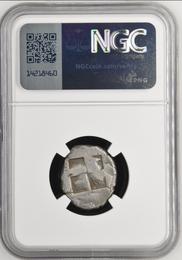 "Fine Style"NGC "Ch XF" 4/5 -3/5 MACEDON, Neapolis. Circa 525-480 BC. AR Stater