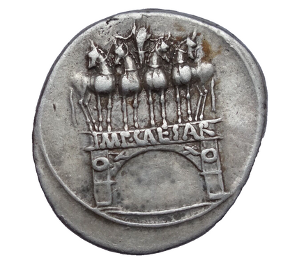 NGC VF 5/5- 2/5 Octavian (Augustus) 30-29 BC, AR Denarius.