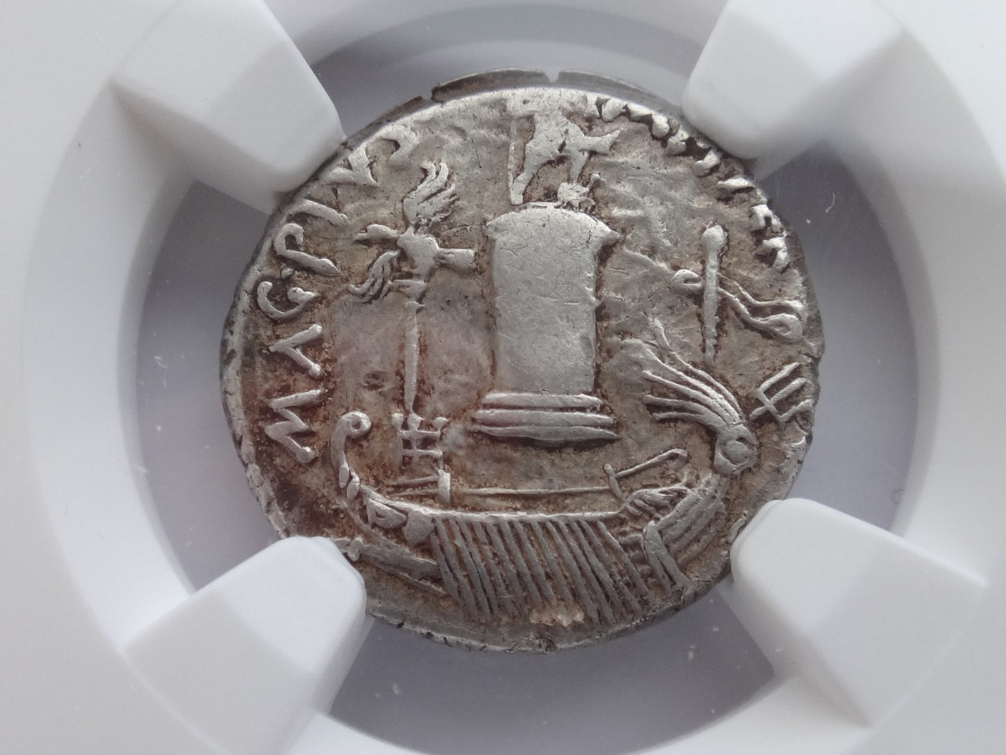 NGC "Ch F" Strike 4/5 Surface 3/5 Sextus Pompey, 43-35 BC. Denarius