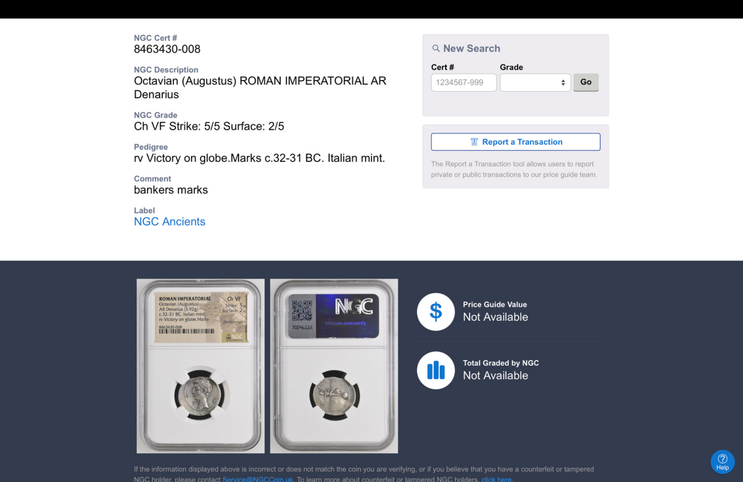 NGC Ch VF 5/5- 2/5 Octavian (Augustus) 32-31 BC. Roman Imperatorial AR Denarius