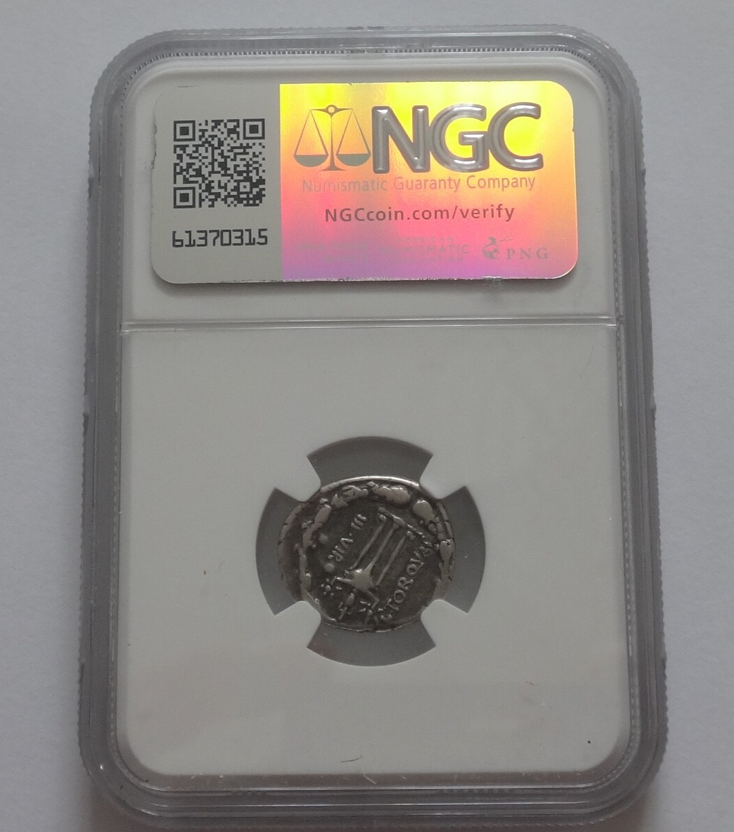 NGC Ch F 5/5-2/5 L.M.Torquatus c.65/58 BC ROMAN REPUBLIC AR Denarius Very Rare!