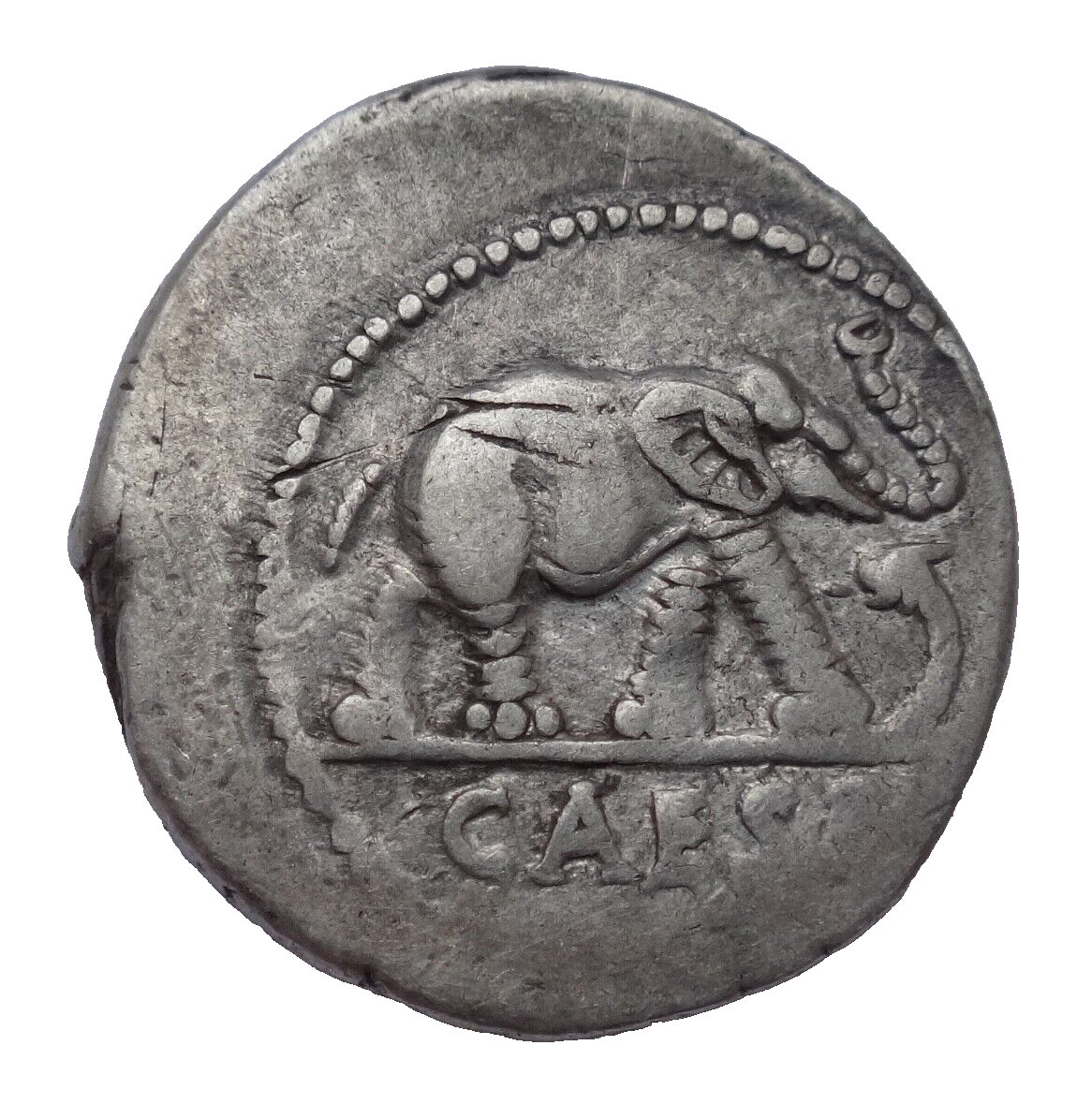 NGC VF 4/5- 3/5 Julius Caesar, d.44 BC Roman Imperatorial AR Denarius