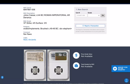NGC VF 4/5- 3/5 Julius Caesar, (49-44 BC). AR Denarius