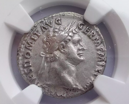 NGC "Ch XF" Strike: 5/5 Surface: 2/5 Domitian, AD 81-96 ROMAN EMPIRE AR Denarius