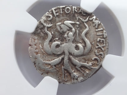Sextus Pompey AR Denarius, Sicily, 37–36 BC — NGC Ch F