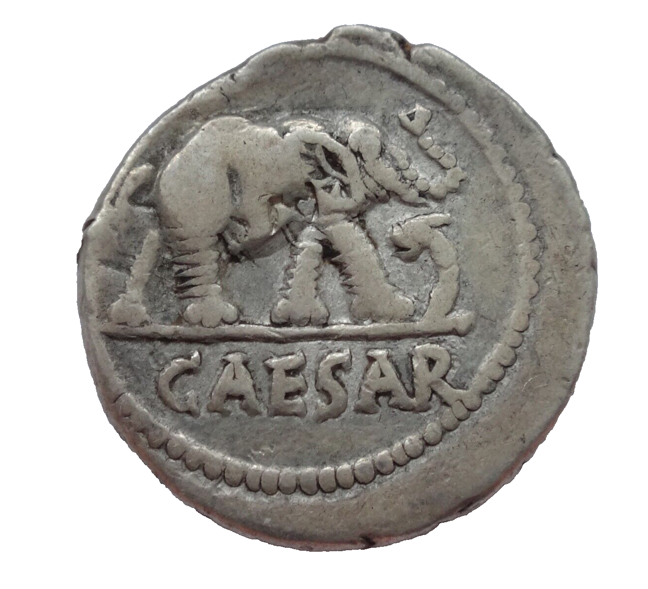 NGC Ch F 4/5- 3/5 Julius Caesar, d.44 BC Roman Imperatorial AR Denarius