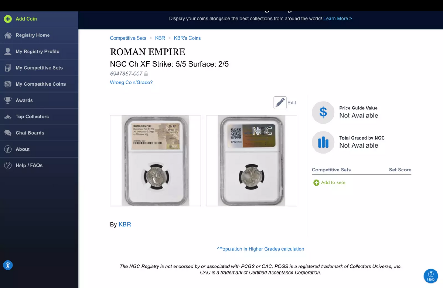 NGC "Ch XF" Strike: 5/5 Surface: 2/5 Domitian, AD 81-96 ROMAN EMPIRE AR Denarius